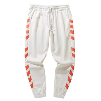 

High Street Mens hip hop Sweatpants Side Stripe Letter Printing Contrast Color Jogger Elastic Waist Mens SweatPants Streetwear