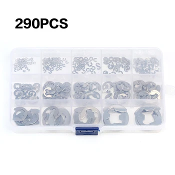 

290PCS E Clip 1.2-15 mm 304 Stainless Steel External Retaining Ring Clip Circlip Washer Assortment Kit