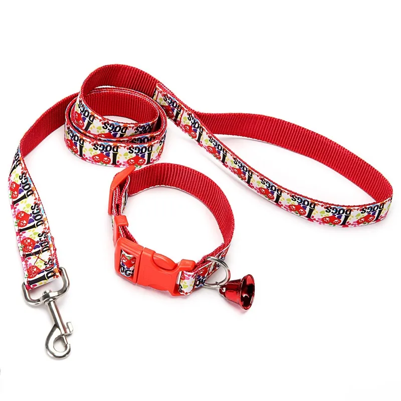 

Christmas Bell Collar Leash Christmas Pet Leash Collar Cat Dogs Traction Suit Extension Cord Leashes Print Christmas Pet Supplie