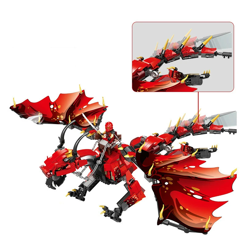 

1086pcs Compatible Legorret Ninjagoing Red Dragon Knight Building Blocks Toy for Children DIY Ninja Brick Gift