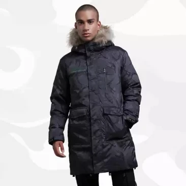 Новая камуфляжная длинная куртка-пуховик Xiaomi F. mate, зимняя теплая куртка, можно демонтировать два вида пуховых курток - Color: Black
