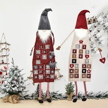 

50# New Christmas Ornaments Linen Machine Embroidered Santa Claus Calendar christmas home decoration navidad Droshipping