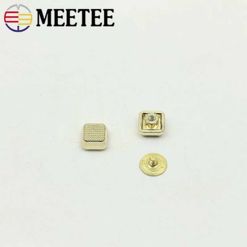 Meetee 10/30 шт 10 мм Чемодан металла, на квадратном каблуке, с заклепками; с пряжкой; спальные мешки и винтом декоративный гвоздь Кнопка аппаратные средства "сделай сам" аксессуары BF487