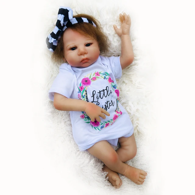 US $55.19 45cm Vinyl Reborn Baby Doll Newborn Baby Simulation Doll Soft Children Lifelike Playmate Model Toy