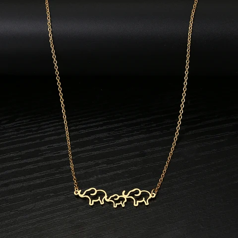 Steel Necklaces Elephant Herd Pendant Choker Men's Chain Fashion Necklace For Women Jewelry Party Girls Gift One Piece