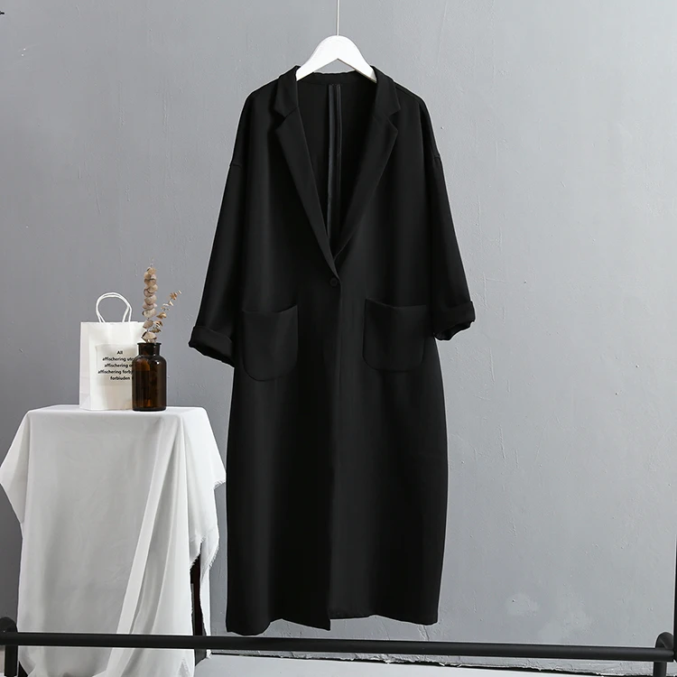 Ct#2847 Женская одежда в Корейском стиле, длинный плащ выше колена большого размера