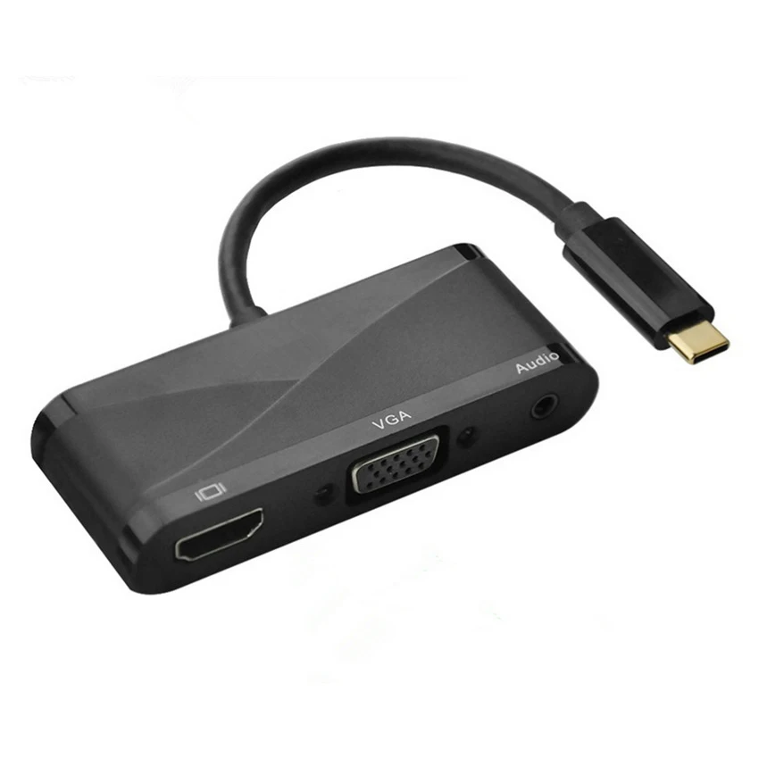 

4-In-1 USB3.1 Type-C to HDMI VGA Audio USB Converter Adapter Male to Female HD Convert Cable For PC Phone Laptop