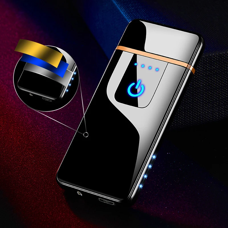 Ветронепроницаемая сенсорная боковая лампа с usb-зарядкой, зажигалка, перезаряжаемая Электронная зажигалка для сигарет, плазменная металлическая электрическая зажигалка