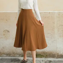 JAYCOSIN винтажная зимняя женская Однотонная юбка эластичная плиссированная юбка миди с высокой талией трапециевидная Женская однотонная элегантная юбка женские брюки