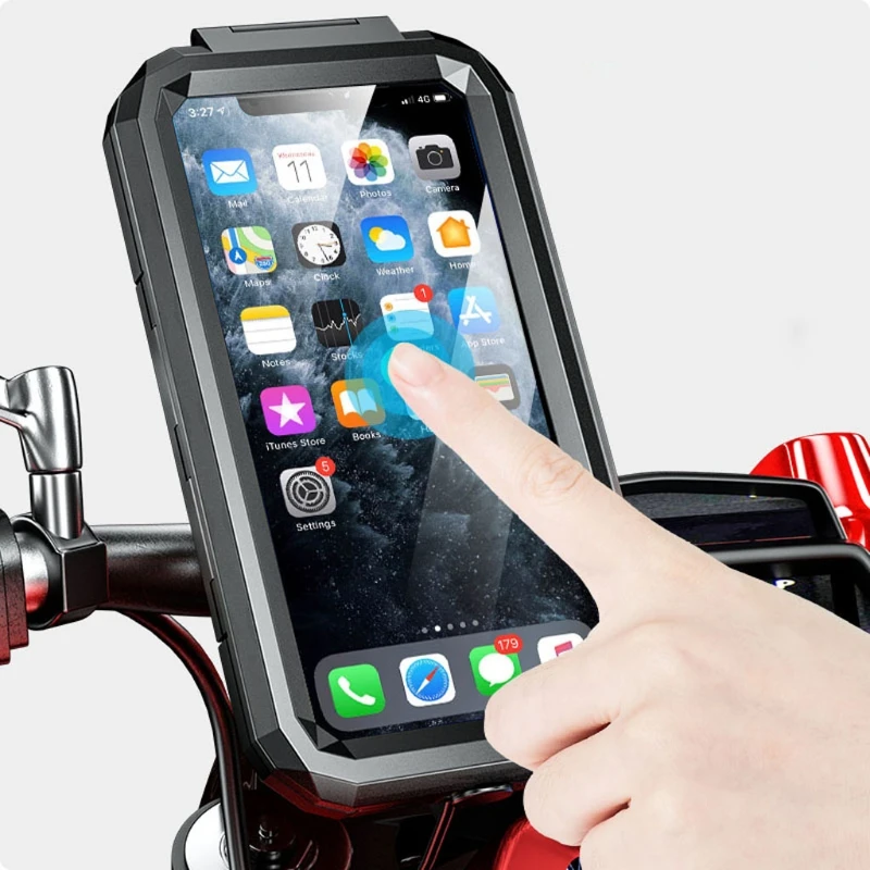 iMESTOU Anti-Theft Waterproof Motorcycle Phone Mount Bike Mobile Holder  Double Socket Arms Aluminium Base Fit to Handlebar/Rear-View Mirror Pole  for