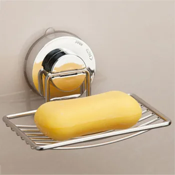 

Rust-resistant Stainless Steel Wall-mounted Strong Vacuum Suction Cup Soap Dish Holder Bathroom Accessories Shower Basket Rack