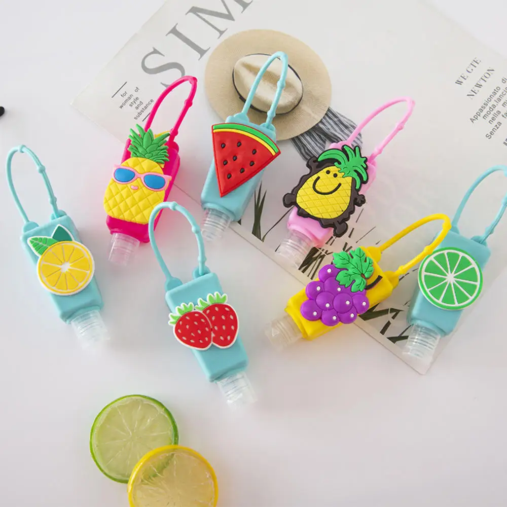 

30ML Cute Cartoon Fruit Food Silicone Mini Hand Sanitizer Holder Travel Portable Gel Holder Hangable Liquid Dispenser Containers