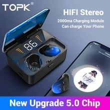 TOPK F13/ES01 TWS 5,0 Bluetooth наушники V5.0 портативный стерео беспроводной сенсорный наушник со спортивной басовой гарнитурой Светодиодный дисплей питания