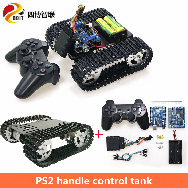 SZDOIT PS2 геймпад ручка управления T101 Смарт RC робот танк шасси комплект гусеничный автомобиль 33GB-520 мотор DIY для Arduino