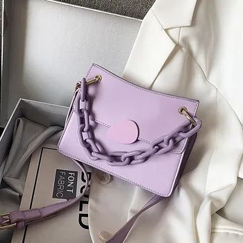 

Solid Color Chain Design New PU Leather Crossbody Bags For Women Fashion Small Shoulder Messenger Bags Ladies Purses and Handbag