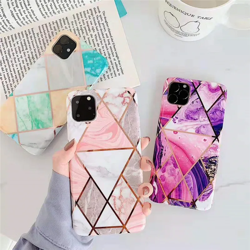 luxury Marble Phone Cases For iPhone 11 Pro Max XR XS 6 6S 7 8 Plus X 10 Case Silicon Soft IMD Gold plating Back Cover Coque |