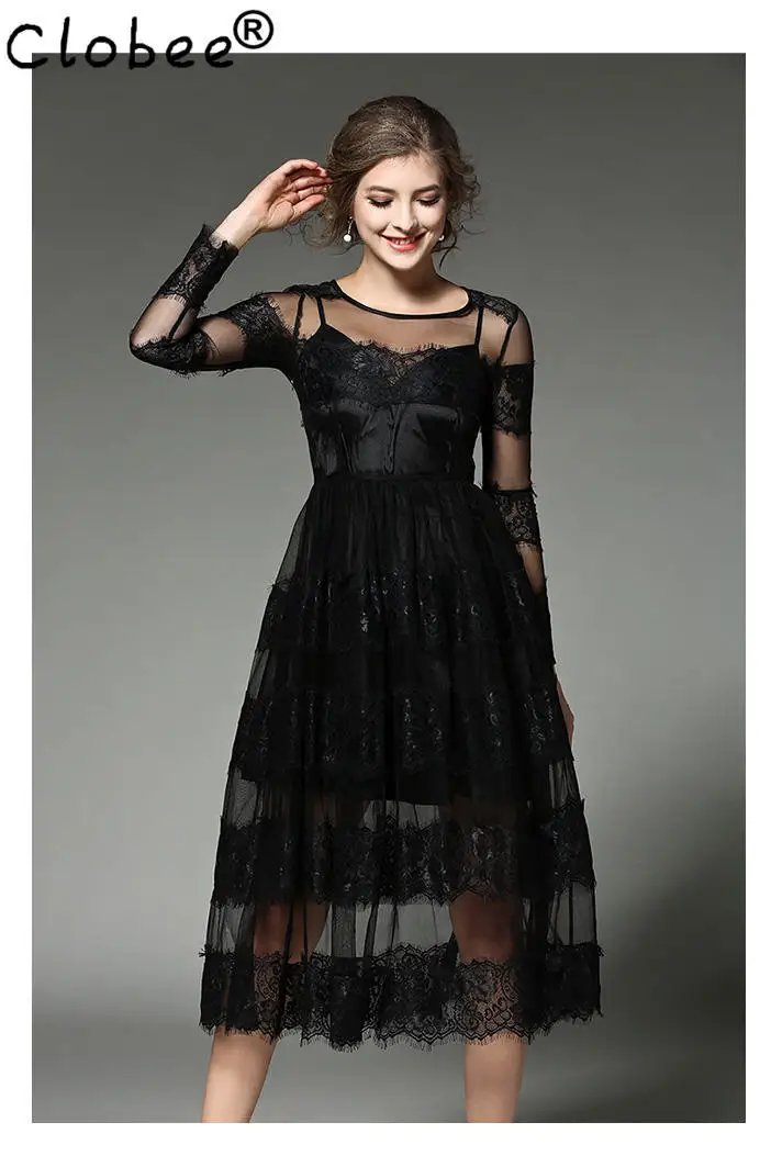 black lace designer dress