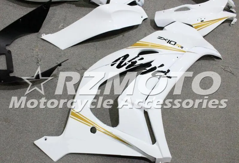 ABS мотоцикл Полный обтекатели комплект подходит для kawasaki Ninja ZX-10R zx10r 10r 16 17 Пользовательские Белый
