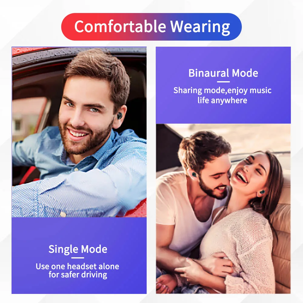 TOMKAS TWS Earphones 9D Stereo Bluetooth 5.0 Wireless Earphones IPX7 Waterproof Headphone LED Display with Mic Touch Key