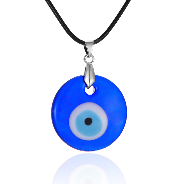 Lucky Evil Eye Pendant Necklace for Women Men Blue Resin Transparent Round Water Drop Turkish Jewelry Chain Choker Gifts