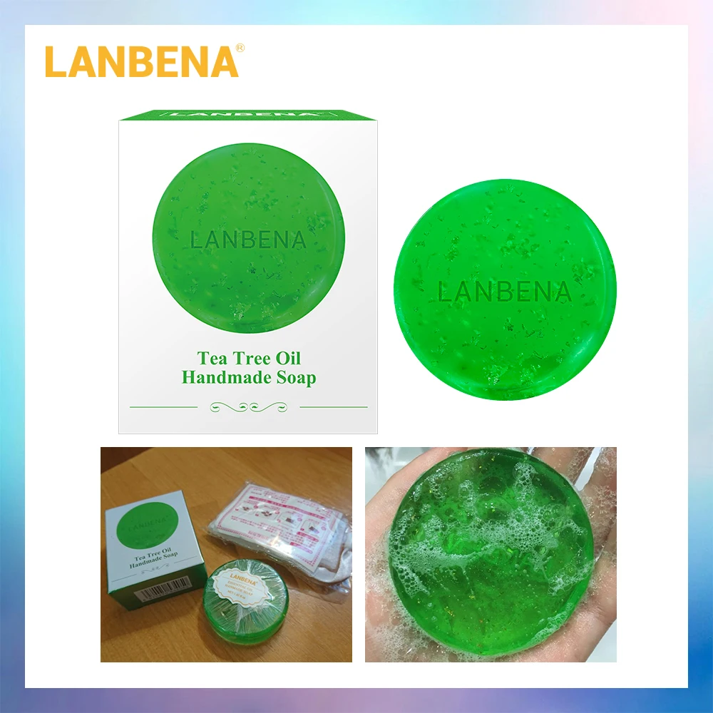 LANBENA 24K Gold Handmade Soap Tea Tree Essential Oil Facial Cleansing Acne Treatment Moisturizing Blackhead Remover Anti-Aging | Красота и