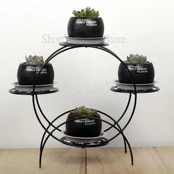 

Wrought Iron Office Desktop Fleshy Mini Flower Multifunctional Shelf Window To Receive The Balcony Flowerpot