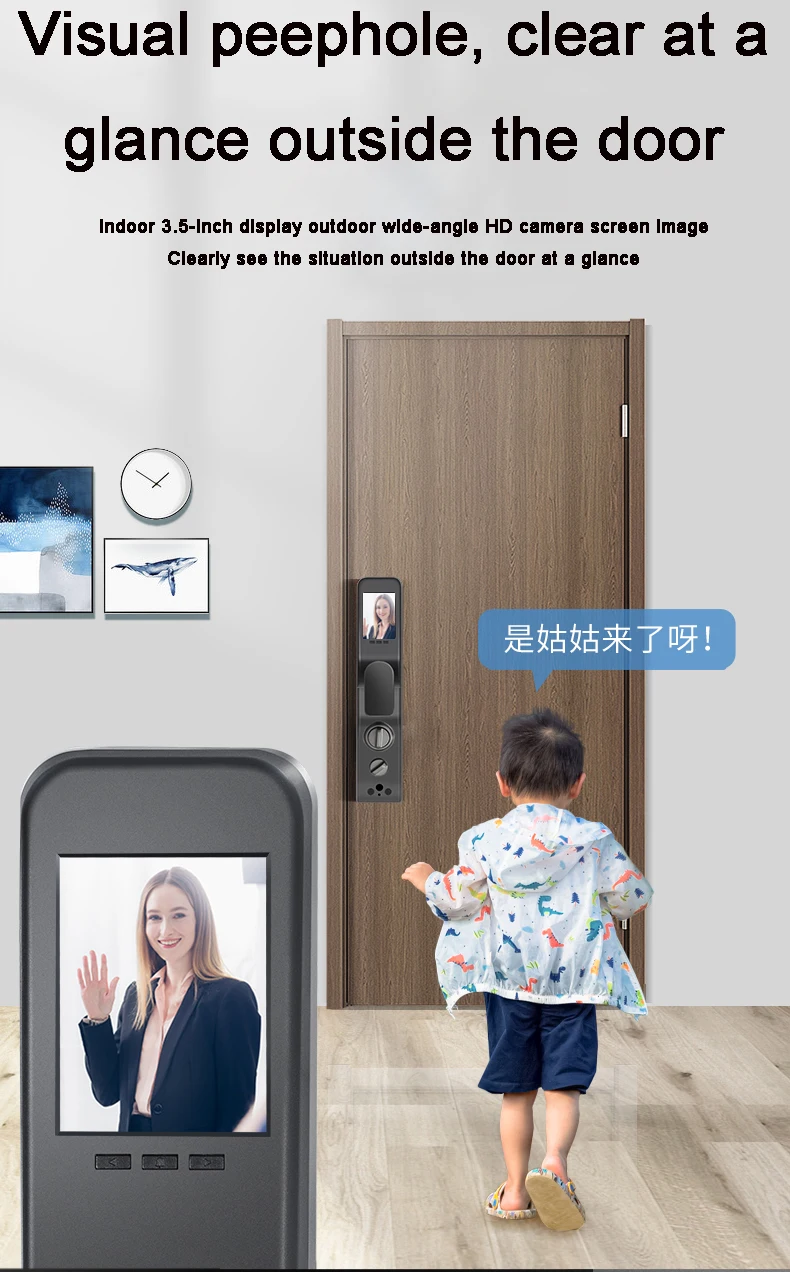 TUYA WIFI Face recognition lock  fingerprint palm print vein magnetic card password to unlock home smart door lock with camera