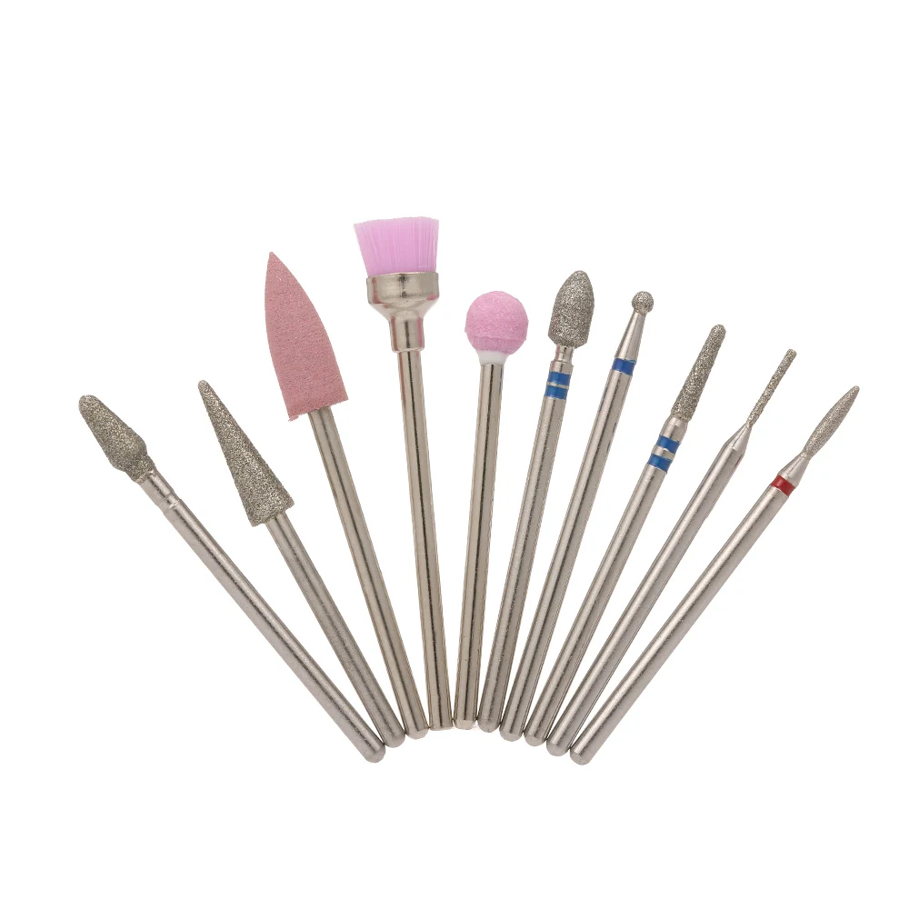 Type D 10Pcs Nail Drill Bits For Manicure Drill Pen Cuticle Cleaner Dust Drill Brush Rotary Polishing File Grinding Heads Nail Files - Цвет: Type D