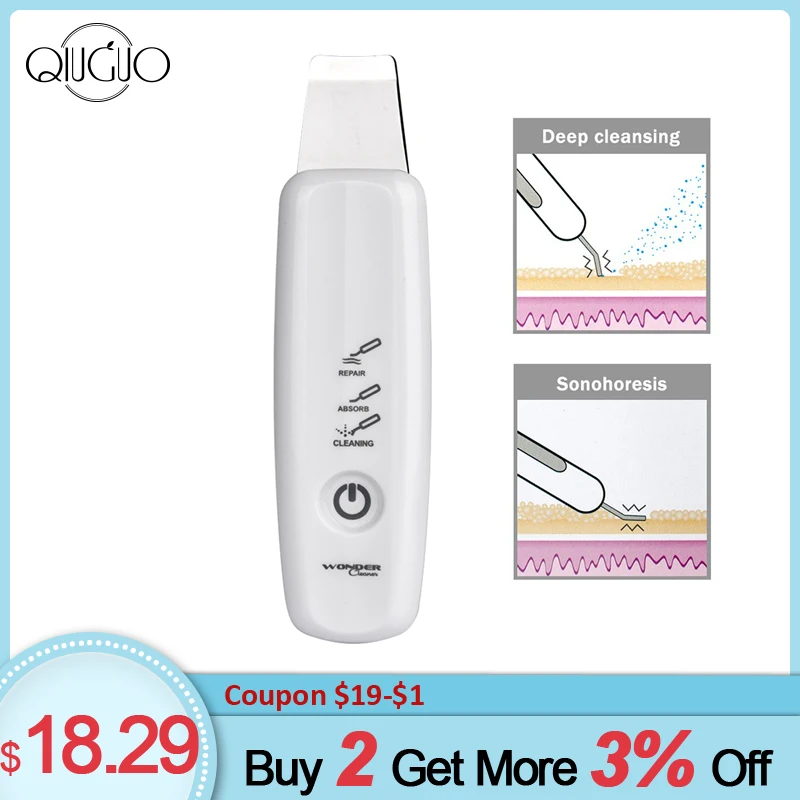 

Ultrasonic Ion Skin Scrubber Blackhead Remover Deep Cleaning Face Skin Scrubber Face Exfoliator Peeling Lifting Machine