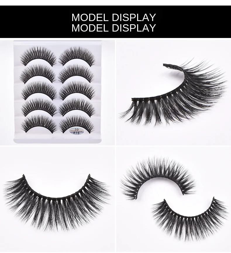 

Fashion professional portable 5 pairs of replacement false eyelashes mink eyelashes thick cross eyelashes stage eyelashes