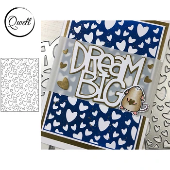 

QWELL Dispersed Hearts Cover Metal Cutting Dies Set For DIY Scrapbooking Cards Crafts Decor Album Making Template 2020 New
