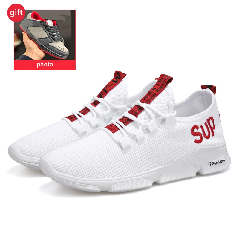

2019 new breathable fashion mesh men's shoes Korean version of the trend of letters embroidery sneakers mesh running shoes