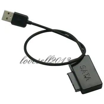 

USB 2.0 to 13Pin SATA Hard Drive Adapter Cable Connector Black Slimline for Laptop CD DVD Optical Drive No Need Power Supply