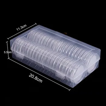 

46mm 40x Applied Clear Round Cases Coin Storage Boxes Capsules Holder Organizer