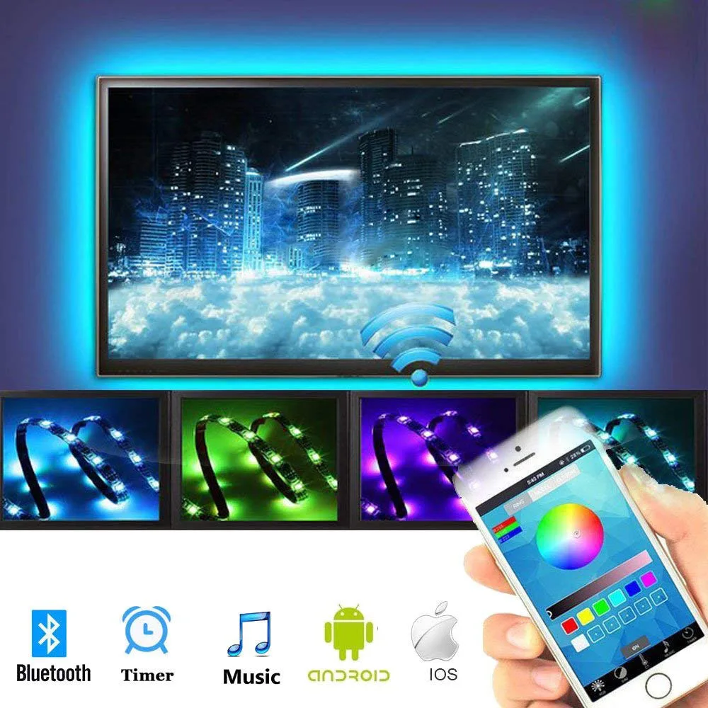 Светодиодная водонепроницаемая лента RGB SMD5050 с Wi Fi гибкая неоновая светильник ПА