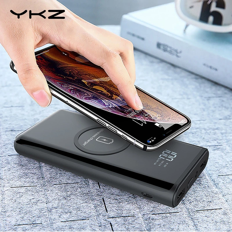 

Wireless Power Bank, YKZ 10000 mAh LED Display Power Bank 5W Charger with LED light wireless charger for iPhone Samsung Chargers