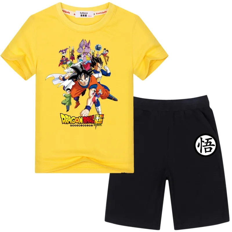 

2019 Summer New Dragon Ball z Goku clothing set Boys Summer Cotton Short Pants + Short sleeve t-shirt Outfit 2pcs Suits