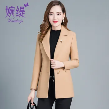 

Mother's Fall and Winter Wool Jacket 2020 New Long Sleeve Medium and Long Medium-aged Women's swear of 30-40 Years Old