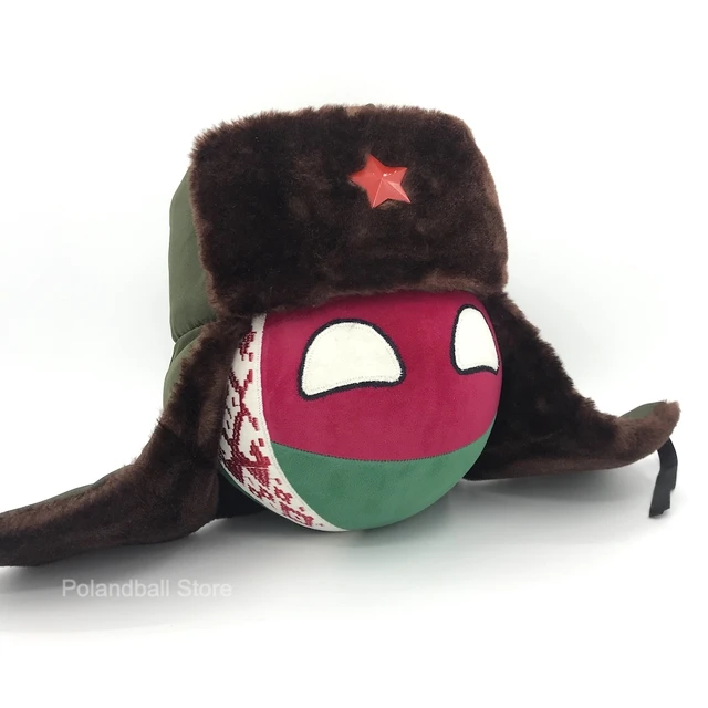 Belarusball with Ushanka Hat/ Altyn Helmet Handmade Polandball Countryball Plush Toy