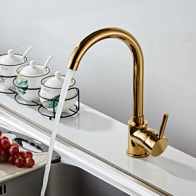 

uxury Kitchen Faucet Hot and Cold Water 360 Degree Rotation Gold Brass Water Mixer Tap Sink Faucet Vegetable Washing