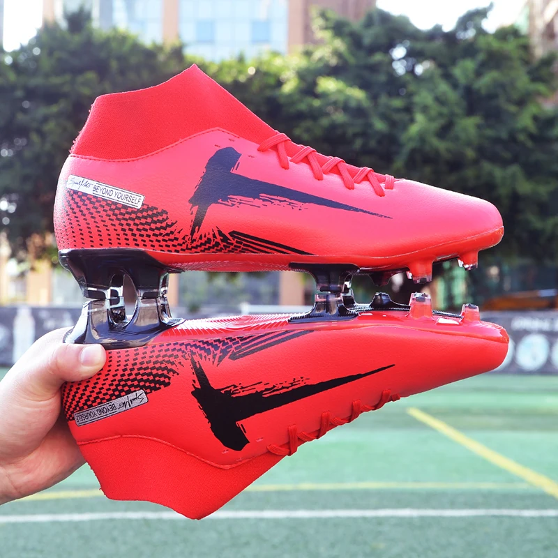 New Fashion Men Soccer Shoes Adult Kids High Ankle Men‘s Sneakers Football Boots Cleats Grass Training Sport Footwear | Спорт и