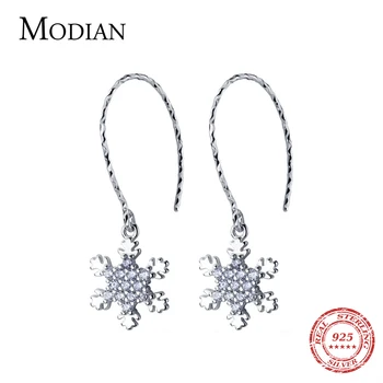 

Modian Hot Sale 100% 925 Sterling Silver Fashion Clear CZ Snowflake Drop Earrings for Women Sterling Silver Earrings Jewelry
