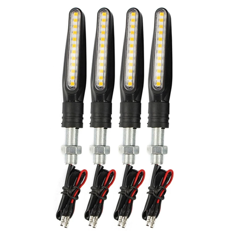 

4X Motorcycle Turn Signals Flowing Water LED Blinker Flexible Tail Light Universal Motorbike Indicator Lamp Scooter Accessories