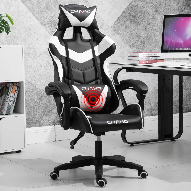 Е-спортивное игровое кресло, семейное офисное компьютерное кресло, вращающееся кресло с подъемником, домашнее офисное кресло, подъемное кресло, современное простое - Цвет: Style A Black White