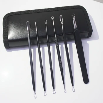 

6pcs Stainless Steel Blackhead Remover Set Portable Double-head Acne Needle Pimple Blemish Black Spot Face Pore Cleaner Tool