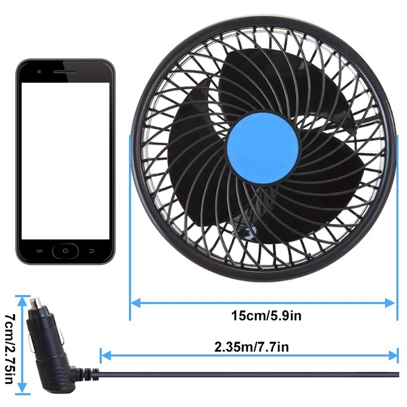 Автомобильный Вентилятор, установка автомобильного вентилятора на присоске, автомобильный охлаждающий вентилятор, Мощный Тихий с бесступенчатой скоростью, вращающийся на 12 В, автомобильные вентиляторы, прикуриватель