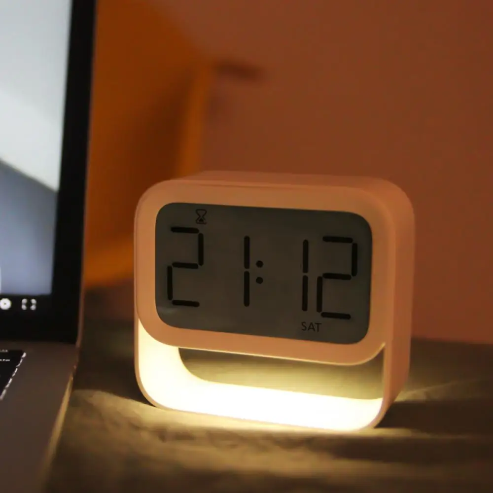 Alarm Clock FCL01 Mini Rechargeable Rectangle Large Screen LED Night Light Lamp