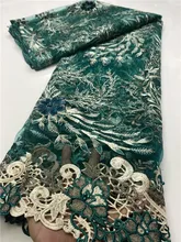 

Blue African Lace Fabric 2020 High Quality Net Beaded Lace Fabric Nigerian French Tulle Lace Fabrics For Dress YA3527B-1