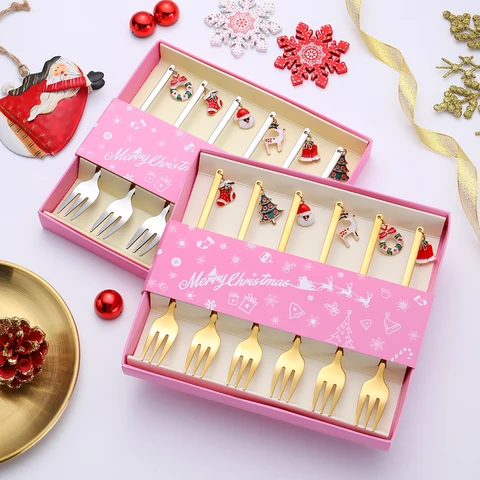 New Year Merry Christmas Spoons Christmas Party Tableware Christmas Decorations For Home Xmas Gift 6pcs 2022