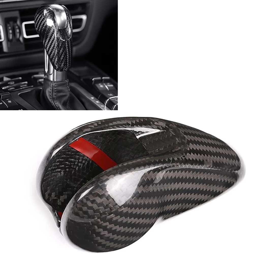 Gear Shift Head Knob Cover Trim For Porsche MACAN 718 911 Panamera Boxster Cnyenne Real Carbon